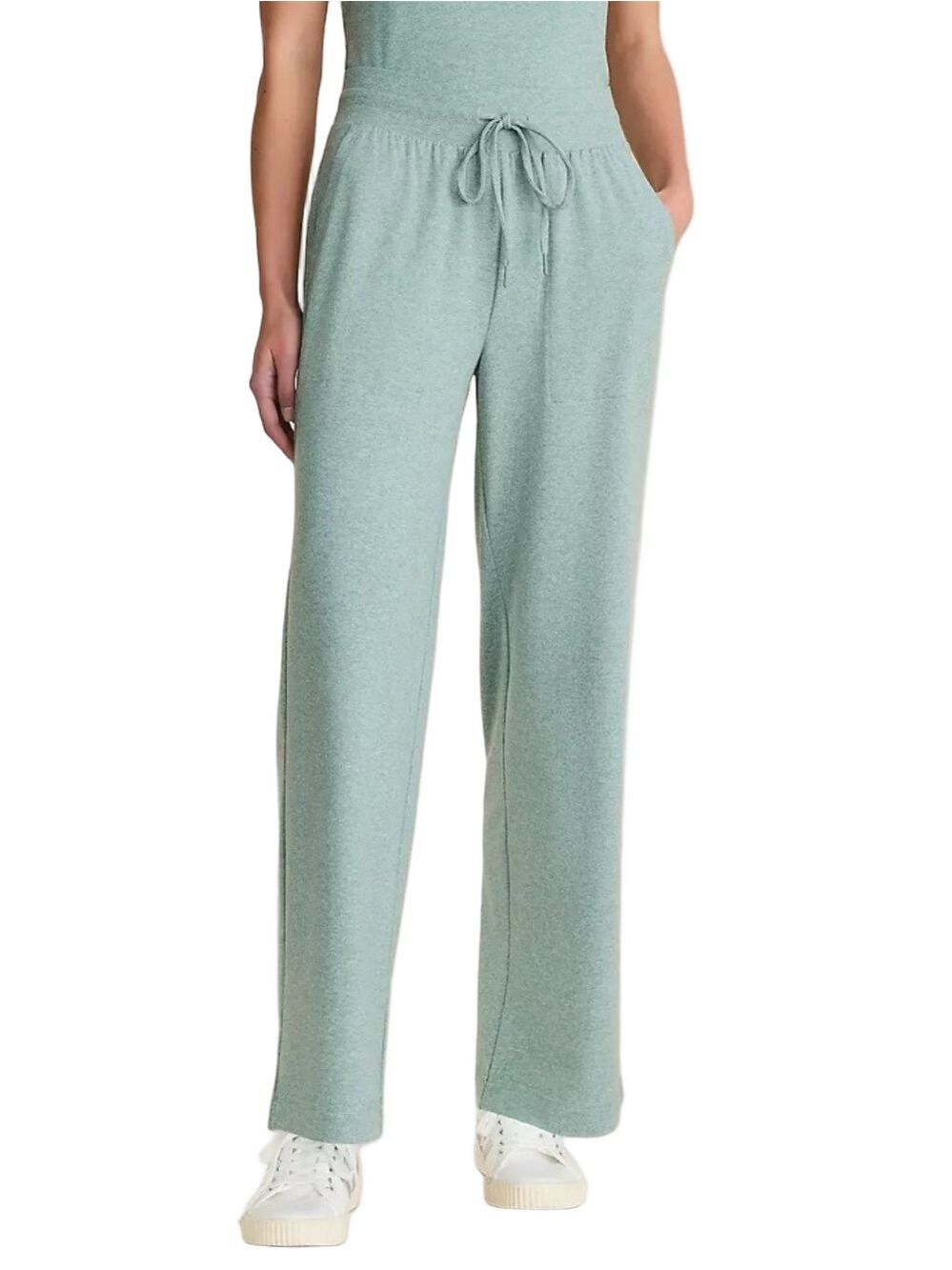 Lou & Grey Heathered Meadow Green Brushedsoft Slim Wide Leg Pants NEW NWT!